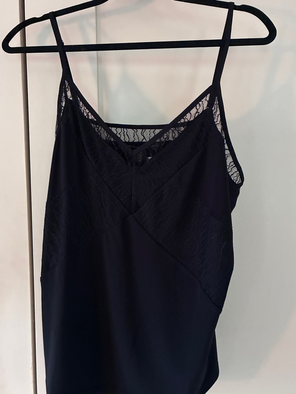 White House Black Market Black Lace-Trim Slip Cami